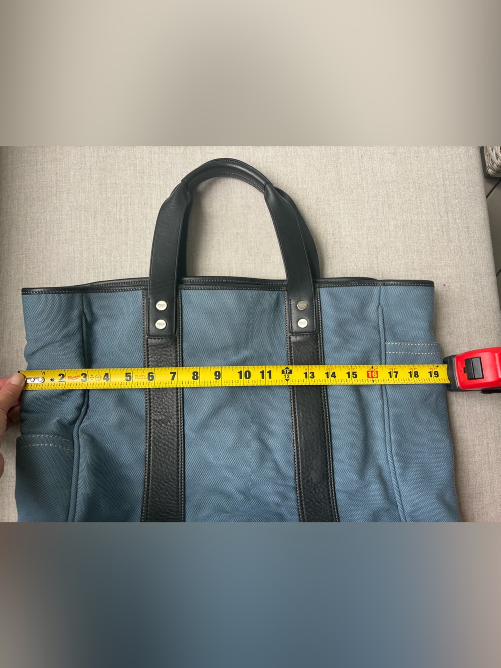 Vintage Coach Bleecker Canvas Tote Bag Gray Blue Leather Trim USA Style 5723 - Picture 12 of 12